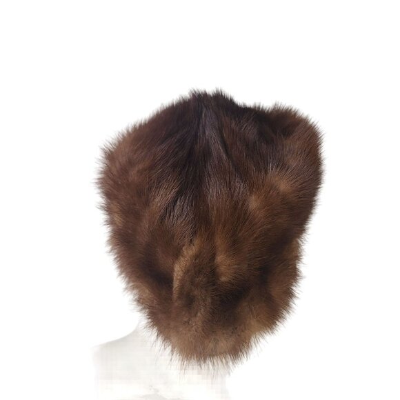 VTG Genuine Mink Fur Hat Large Pillbox Style Circa 1960 - Picture 6 of 10
